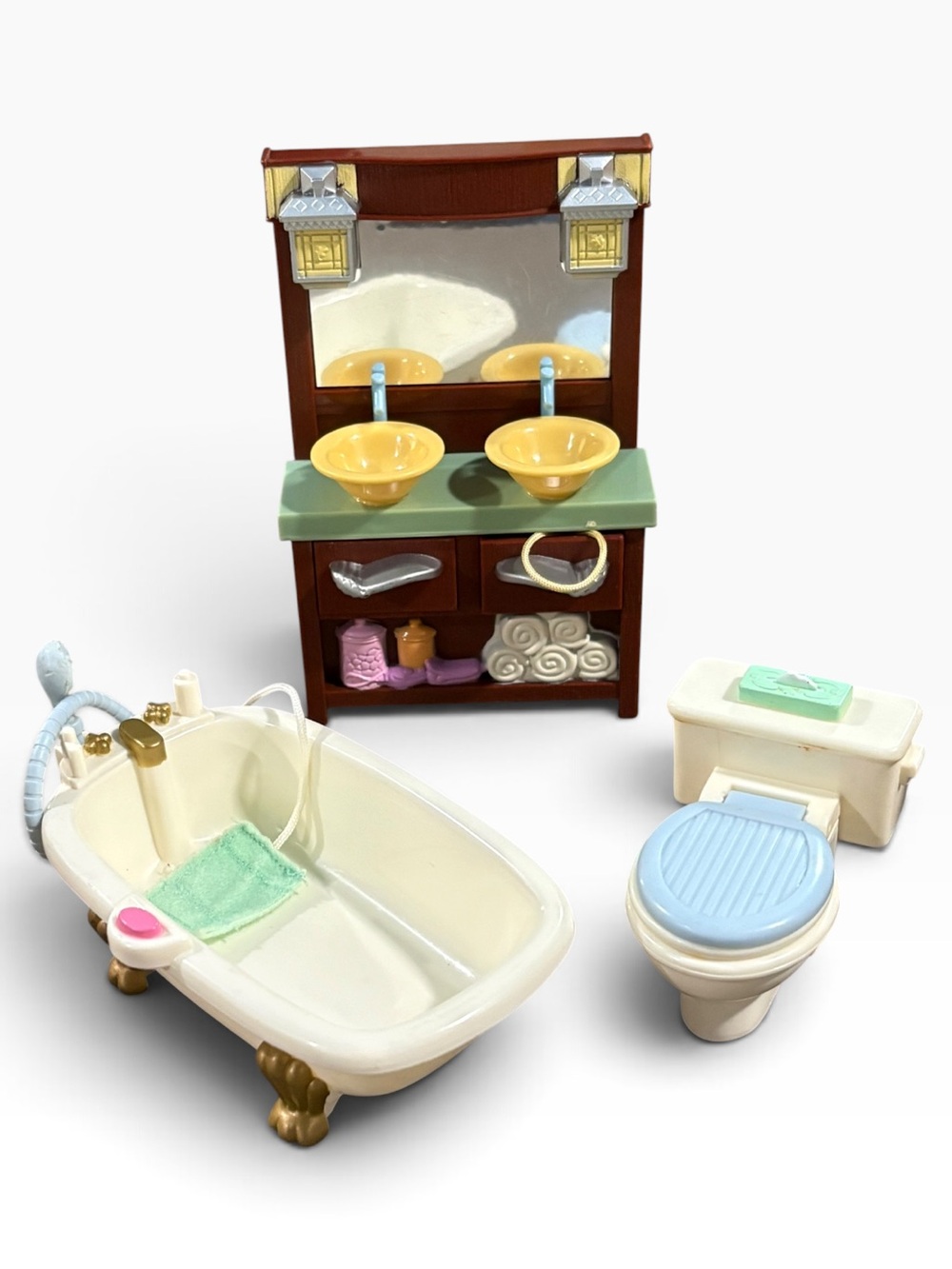 Fisher Price Loving Family Dollhouse Bathroom Set Tub Vanity & Toilet